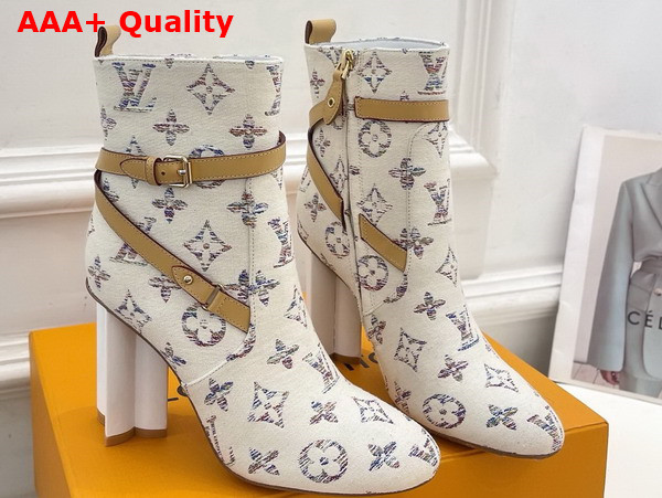 Louis Vuitton Silhouette Ankle Boot in Multicolor White Monogram Jacquard Fabric Replica