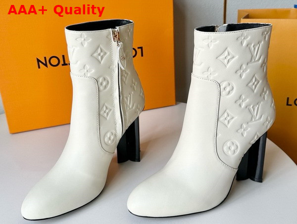 Louis Vuitton Silhouette Ankle Boot in White Monogram Debossed Calf Leather Replica