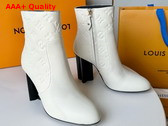 Louis Vuitton Silhouette Ankle Boot in White Monogram Debossed Calf Leather Replica