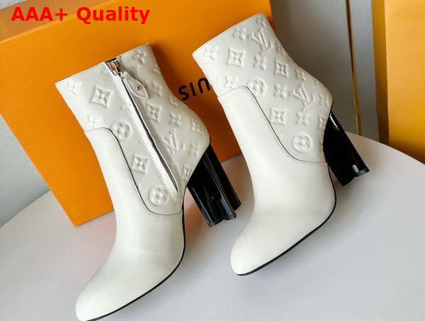 Louis Vuitton Silhouette Ankle Boot in White Monogram Debossed Calf Leather Replica