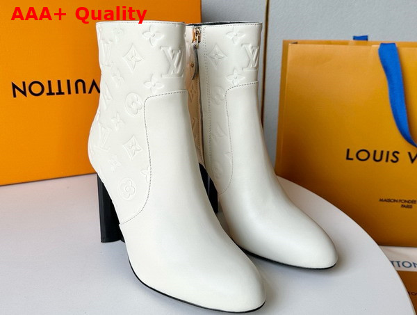 Louis Vuitton Silhouette Ankle Boot in White Monogram Debossed Calf Leather Replica