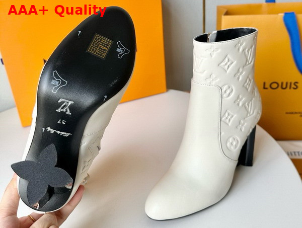 Louis Vuitton Silhouette Ankle Boot in White Monogram Debossed Calf Leather Replica