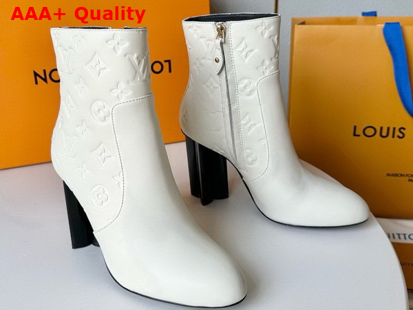 Louis Vuitton Silhouette Ankle Boot in White Monogram Debossed Calf Leather Replica