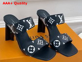 Louis Vuitton Silhouette Mule in Black Monogram Embossed Grained Calf Leather Replica