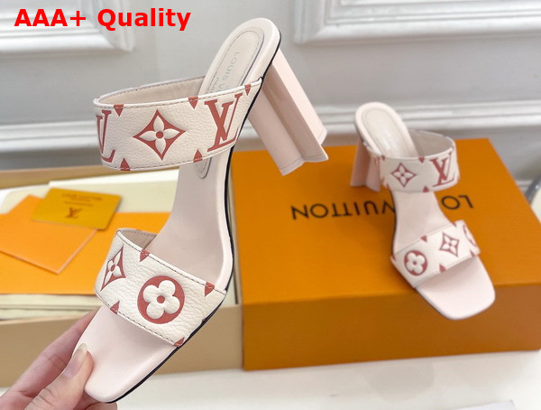 Louis Vuitton Silhouette Mule in Creme Beige Monogram Embossed Grained Calf Leather 1AB004 Replica