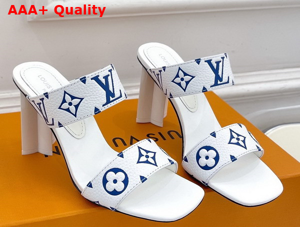 Louis Vuitton Silhouette Mule in White Monogram Embossed Grained Calf Leather Replica