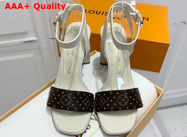 Louis Vuitton Silhouette Sandal in Beige Calf Leather and Monogram Canvas Replica