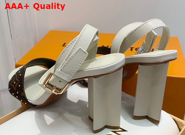 Louis Vuitton Silhouette Sandal in Beige Calf Leather and Monogram Canvas Replica