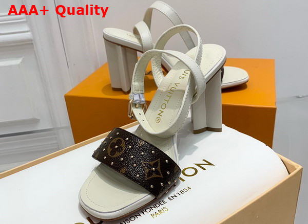 Louis Vuitton Silhouette Sandal in Beige Calf Leather and Monogram Canvas Replica