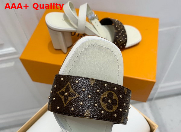 Louis Vuitton Silhouette Sandal in Beige Calf Leather and Monogram Canvas Replica