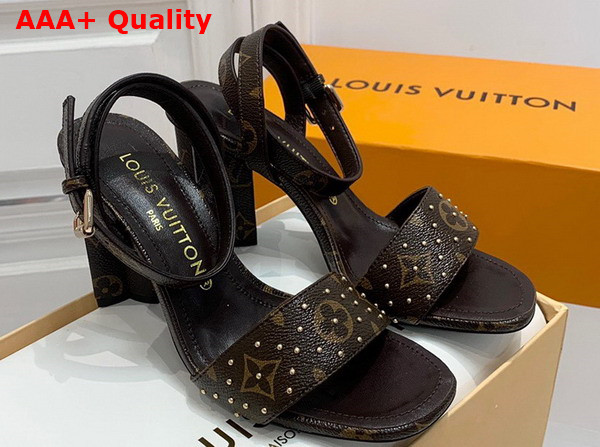 Louis Vuitton Silhouette Sandal in Black Calf Leather and Monogram Canvas Replica