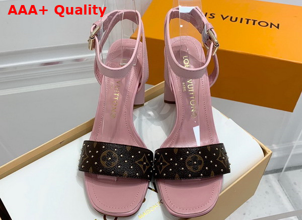 Louis Vuitton Silhouette Sandal in Pink Calf Leather and Monogram Canvas Replica