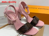 Louis Vuitton Silhouette Sandal in Pink Calf Leather and Monogram Canvas Replica