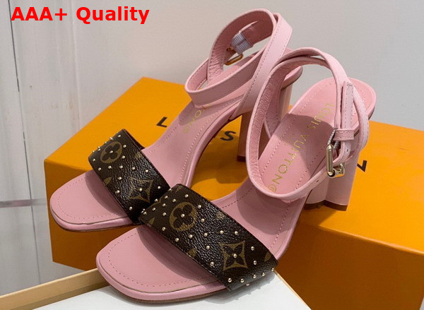 Louis Vuitton Silhouette Sandal in Pink Calf Leather and Monogram Canvas Replica