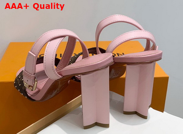 Louis Vuitton Silhouette Sandal in Pink Calf Leather and Monogram Canvas Replica