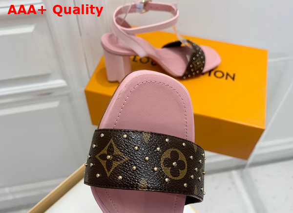 Louis Vuitton Silhouette Sandal in Pink Calf Leather and Monogram Canvas Replica