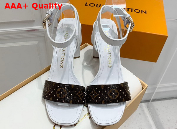 Louis Vuitton Silhouette Sandal in White Calf Leather and Monogram Canvas Replica