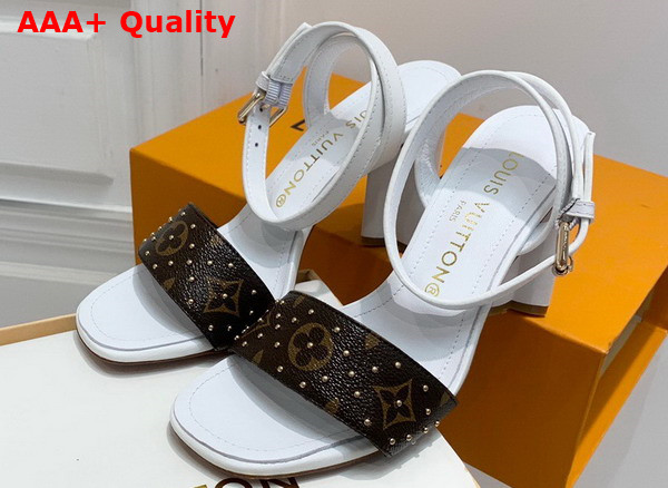 Louis Vuitton Silhouette Sandal in White Calf Leather and Monogram Canvas Replica