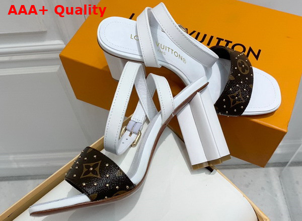 Louis Vuitton Silhouette Sandal in White Calf Leather and Monogram Canvas Replica