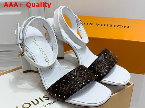 Louis Vuitton Silhouette Sandal in White Calf Leather and Monogram Canvas Replica