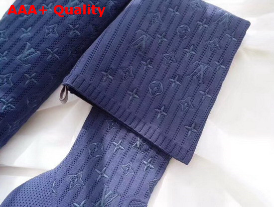 Louis Vuitton Silhouette Thigh Boot in Blue Stretch Fabric Replica