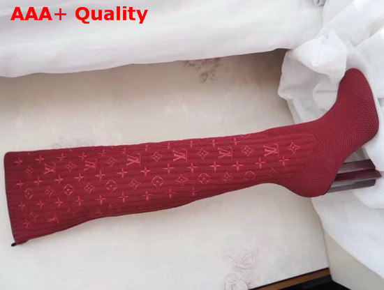 Louis Vuitton Silhouette Thigh Boot in Red Stretch Fabric Replica