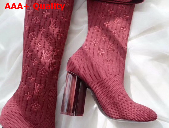 Louis Vuitton Silhouette Thigh Boot in Red Stretch Fabric Replica