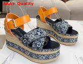 Louis Vuitton Since 1854 Boundary Wedge Sandal Blue 1A8N9N Replica