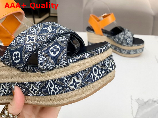 Louis Vuitton Since 1854 Boundary Wedge Sandal Blue 1A8N9N Replica