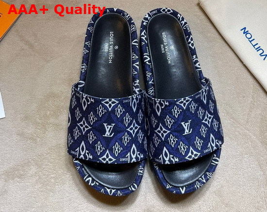 Louis Vuitton Since 1854 Jumbo Platform Mule in Blue Jacquard Textile 1A8KM6 Replica