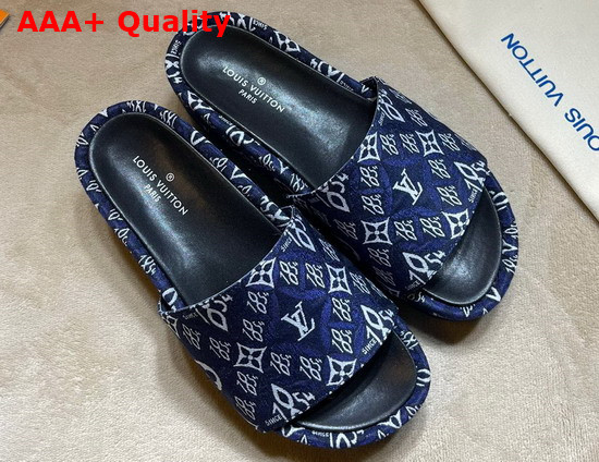 Louis Vuitton Since 1854 Jumbo Platform Mule in Blue Jacquard Textile 1A8KM6 Replica