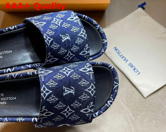 Louis Vuitton Since 1854 Jumbo Platform Mule in Blue Jacquard Textile 1A8KM6 Replica