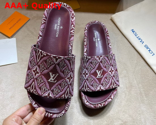 Louis Vuitton Since 1854 Jumbo Platform Mule in Bordeaux Jacquard Textile Replica