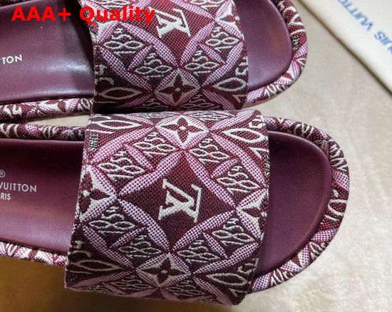 Louis Vuitton Since 1854 Jumbo Platform Mule in Bordeaux Jacquard Textile Replica