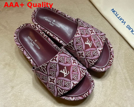 Louis Vuitton Since 1854 Jumbo Platform Mule in Bordeaux Jacquard Textile Replica