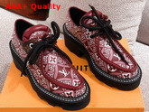 Louis Vuitton Since 1854 LV Beaubourg Platform Derby Shoes in Bordeaux Jacquard Textile 1A8D3G Replica