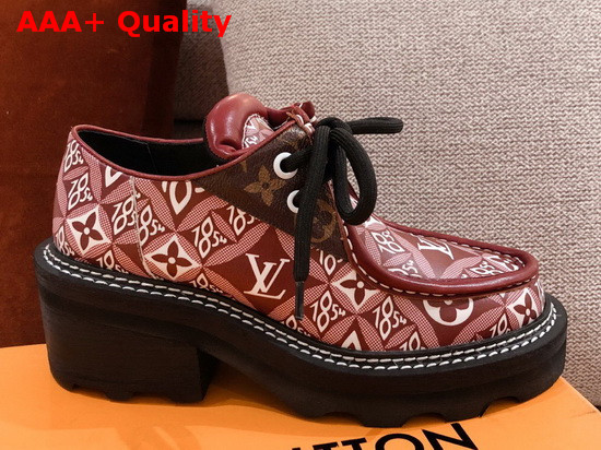 Louis Vuitton Since 1854 LV Beaubourg Platform Derby Shoes in Bordeaux Jacquard Textile 1A8D3G Replica