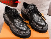 Louis Vuitton Since 1854 LV Beaubourg Platform Derby Shoes in Gray Jacquard Textile 1A8D3G Replica