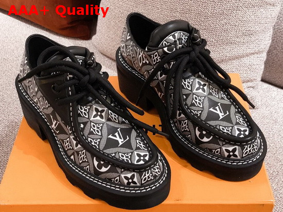 Louis Vuitton Since 1854 LV Beaubourg Platform Derby Shoes in Gray Jacquard Textile 1A8D3G Replica