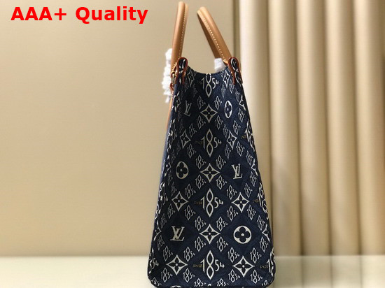 Louis Vuitton Since 1854 Onthego MM Tote Bag in Blue Jacquard Since 1854 Textile Replica