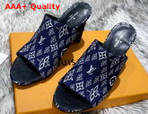 Louis Vuitton Since 1854 Silhouette Mule Blue Jacquard Textile Replica