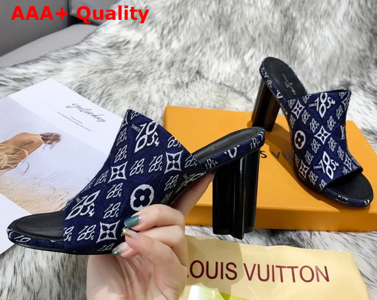 Louis Vuitton Since 1854 Silhouette Mule Blue Jacquard Textile Replica