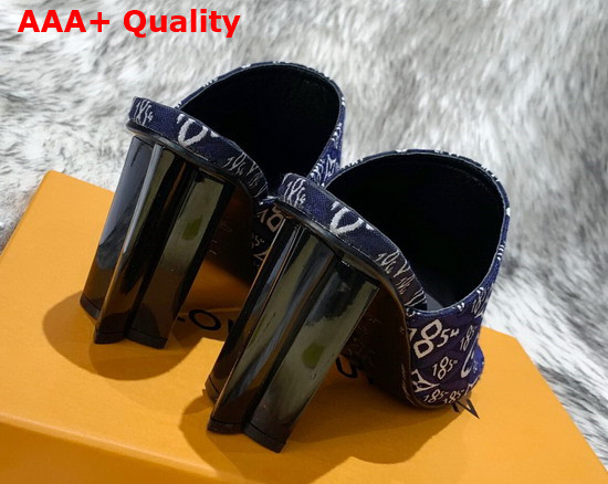 Louis Vuitton Since 1854 Silhouette Mule Blue Jacquard Textile Replica