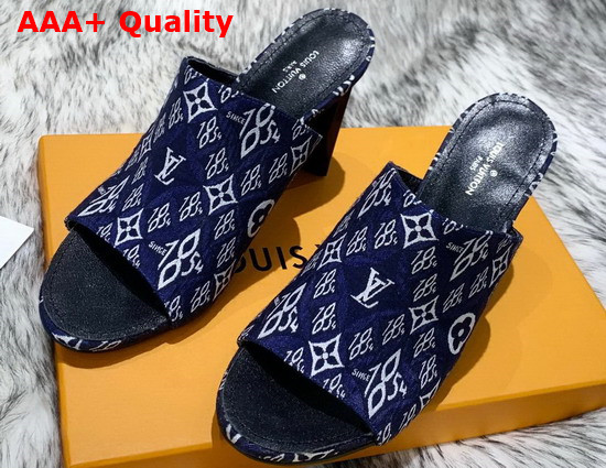 Louis Vuitton Since 1854 Silhouette Mule Blue Jacquard Textile Replica