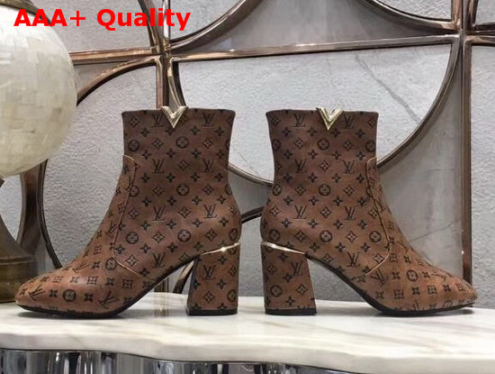 Louis Vuitton Skyline Ankle Boot in Brown Monogram Calf Leather Replica