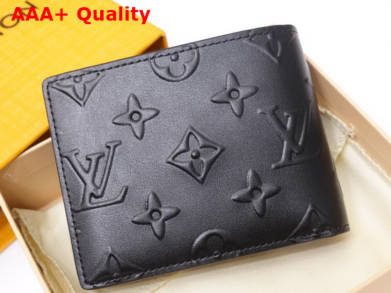 Louis Vuitton Slender Wallet Black Monogram Seal Cowhide Leather Replica