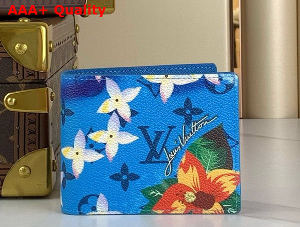 Louis Vuitton Slender Wallet in Bright Blue Monogram Surfin Coated Canvas Replica