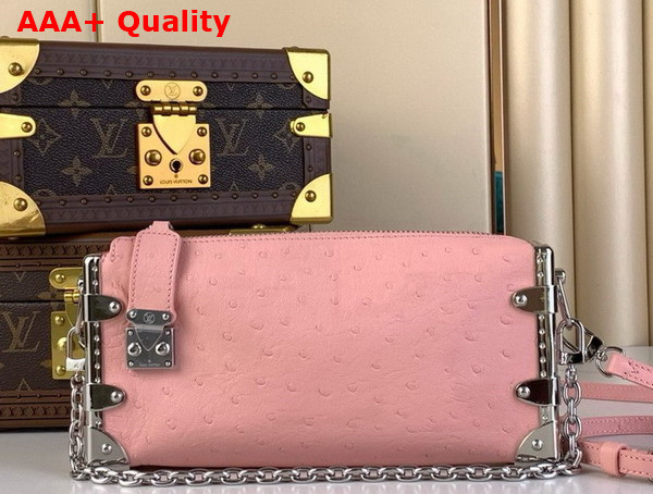 Louis Vuitton Slim Trunk in Light Pink Ostrich Effect Calf Leather Replica