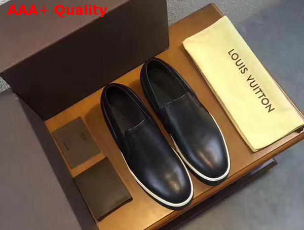 Louis Vuitton Slip On Sneaker in Black Calf Leather Replica