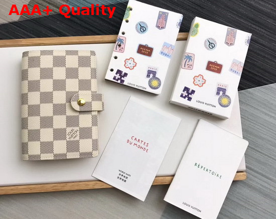 Louis Vuitton Small Ring Agenda Damier Azur Canvas Cover Replica